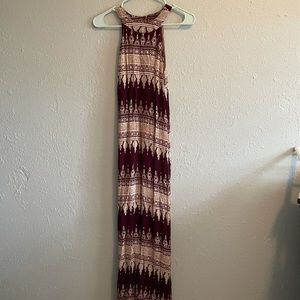 Earthbound Maroon Patterned Maxi Dress